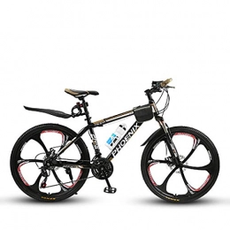 W&TT Bike W&TT Adults 26 Inch Mountain Bike 27 Speed Off-road Bicycles with 17" High Carbon Hard Tail Frame and Dual Disc Brakes, Gold, C
