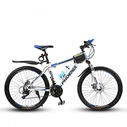 W&TT Mountain Bike W&TT Unisex's 24 Speed Off-road Mountain Bike 17" High Carbon Hard Tail Frame Dual Disc Brakes Bicycles 26 Inch, Blue, A