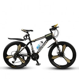 W&TT Bike W&TT Unisex's 24 Speed Off-road Mountain Bike 17" High Carbon Hard Tail Frame Dual Disc Brakes Bicycles 26 Inch, Gold, B