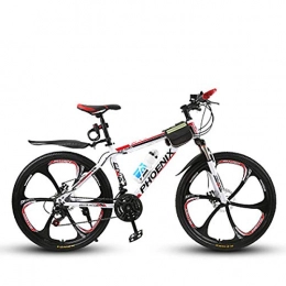 W&TT Bike W&TT Unisex's 24 Speed Off-road Mountain Bike 17" High Carbon Hard Tail Frame Dual Disc Brakes Bicycles 26 Inch, White, C