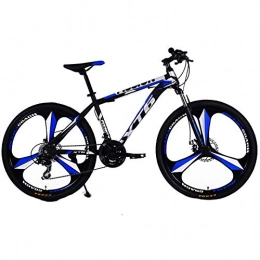 Wangkai Bike Wangkai Mountain Bike High Carbon Steel Double Disc Brakes Off-Road Damping Flexible Shifting, Blue