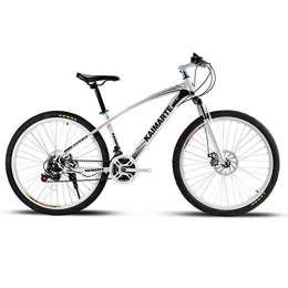 WEHOLY Bike WEHOLY Bicycle Mountain Bike, 24inch High-carbon Steel Unisex Dual Suspension Mountain Bike Disc Brakes, White, 27speed
