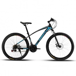 WGYDREAM Bike WGYDREAM Mountain Bike, Womens Mens Ravine Bike 24 Inch Carbon Steel Front Suspension Mountain Bicycles 21 / 24 / 27 Speeds Dual Disc Brake (Color : Blue, Size : 21 Speed)
