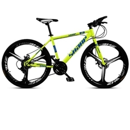 WJSW Bike WJSW 24 Inch Mountain Bike, Double Disc Brake / High-Carbon Steel Frame Bikes, Beach Snowmobile Bicycle, Aluminum Alloy Wheels, Green, 21 speed