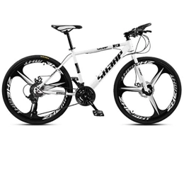 WJSW Bike WJSW 24 Inch Mountain Bike, Double Disc Brake / High-Carbon Steel Frame Bikes, Beach Snowmobile Bicycle, Aluminum Alloy Wheels, White, 21 speed