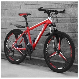 WJSW Bike WJSW 26 Inch Men's Mountain Bikes, High-carbon Steel Hardtail Mountain Bike, Mountain Bicycle with Front Suspension Adjustable Seat, 27 Speed, Red 3 Spoke