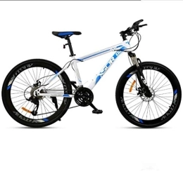 WJSW Bike WJSW Adult Mountain Bike, Double Disc Brake / High-Carbon Steel Frame Bikes, Beach Snowmobile Bicycle, 24 Inch Wheels, Blue, 24 speed