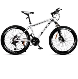 WJSW Mountain Bike WJSW Adult Mountain Bike, Double Disc Brake / High-Carbon Steel Frame Bikes, Beach Snowmobile Bicycle, 24 Inch Wheels, White, 21 speed
