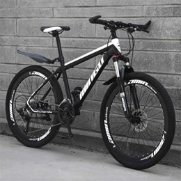 WJSW Mountain Bike WJSW Mountain Folding Bicycle High Carbon Steel Double Shock Absorber Bicycle 26 Inch (Color : Black white, Size : 30 Speed)