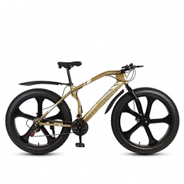 WLWLEO Mountain Bike WLWLEO 26 inch Mountain Bike for Mens Adults, Beach Snow Fat Tire Bike, Off-Road Bicycle with Suspension Fork, Anti-Slip Sand Bike for Commute Travel Exercise Sport, Gold, 21 speed