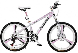 WQFJHKJDS Mountain Bike Bicycle Adult Female Student 26 Inch 27 Variable Speed Aluminum Alloy Double Disc Brake Pink Bicycle (Color : A)