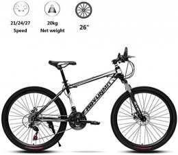 WSJYP Mountain Bike WSJYP Mountain Bike 26 Inch, 21 / 24 / 27 Speed with Double Disc Brake, Adult MTB, Hardtail Bicycle with Adjustable Seat, Spoke Wheel, 21 speed-Black
