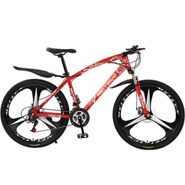 WSZGR Bike WSZGR Mountain Bicycle With Front Suspension Adjustable Seat, Lightweight Mountain Bikes Bicycles, Strong Frame Disc Brake Mountain Bike Red 3 Spoke 26", 27-speed