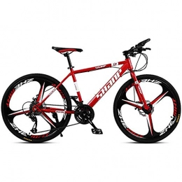 WXX Mountain Bike WXX 26 Inch Mountain Bike High Carbon Steel Frame Dual Disc Brake Shock Absorption Off-Road Shift Bicycle City Racing Suitable for People with 140-180Cm, Red, 21 speed