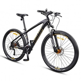WXX Bike WXX 27.5 Inch Carbon Fiber Frame Mountain Bike Double Disc Brake Unisex Dual Shock Absorption Off-Road Variable Speed Bicycle, Black gold