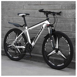 WYJW 26 Inch Men's Mountain Bikes, High-carbon Steel Hardtail Mountain Bike, Mountain Bicycle with Front Suspension Adjustable Seat,30 Speed,White 3 Spoke