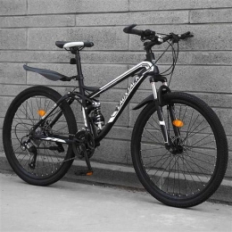 XIAOFEI Mountain Bike XIAOFEI Mountain Bike, Off-Road Downhill Adult Men And Women Soft Tail Mountain One Wheel, Double Shock Disc Brake Road Race, Suitable For Cities Villages Schools Parks Etc, Black, 24