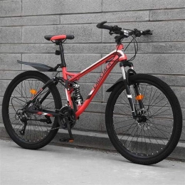 XIAOFEI Mountain Bike XIAOFEI Mountain Bike, Off-Road Downhill Adult Men And Women Soft Tail Mountain One Wheel, Double Shock Disc Brake Road Race, Suitable For Cities Villages Schools Parks Etc, Red, 24
