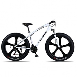 XIAOFEI Bike XIAOFEI Mountain Snow Bike, Variable speed shock-absorbing 2426 inch dual disc brake 4.0 wide tires, 21-speed men and women cycling road bike, White2, 26 21S