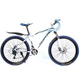 XXXSUNNY Mountain Bike XXXSUNNY 26-inch men's bicycle, lightweight high-carbon steel suspension frame can bear 150kg mountain bike, multi-speed urban commuter road bike off-road mountain bike, 27 / white blue