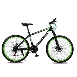YAOXI Bike YAOXI 26 Inch Mountain Bike with Suspension Fork Shock Absorption, MTB with 21 Gears, Carbon Steel Frame Double Disc Brake System Boy-Girl Bikes, Black / Green