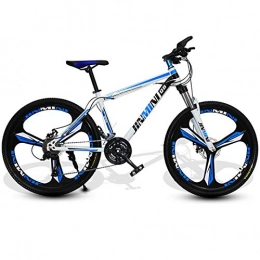 YCHBOS Mountain Bike YCHBOS Men Mountain Bike 26 Inch, High-carbon Steel Hardtail Adult Bicycle Road Bike, Mountain Bicycle with Lockable Front Suspension, Dual Disc Brakes, 30 SpeedWhite blue