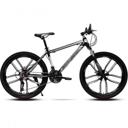 YHRJ Bike YHRJ Adult Bicycle Off-road Fitness Road Bike, Mountain Bikes Are Unisex, MTB 21 / 24 / 26 Spd, High Carbon Steel, Double Disc Brakes, Shock-absorbing Fork (Color : Black-white-24spd, Size : 24inch wheel)