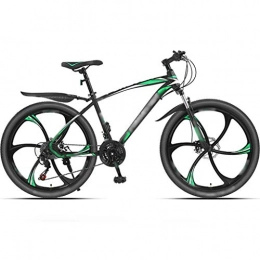 YHRJ Bike YHRJ Road Bike Mountain Bicycle Shock-absorbing And Lightweight, Outdoor Travel Adult Bicycle, MTB 24 / 26 Inch Wheel, Dual Disc Brakes, 6 Cutter Wheels (Color : Black green -27 spd, Size : 24inch)