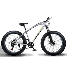 YUEGOO Mountain Bike YUEGOO Mountain Bike, Thick Wheel Mountain Bike, Speed Bicycle, Adult Fat Tire Mountain Trail Bike, High-Carbon Steel Frame Dual Full Suspension Dual Disc Brake / Silver / 26Inch 27Speed