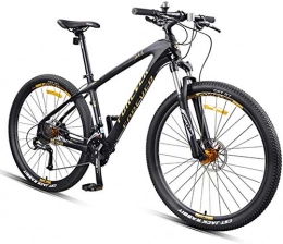 YZPTYD 27.5 Inch Mountain Bikes, Carbon Fiber Frame Dual-Suspension Mountain Bike, Disc Brakes All Terrain Unisex Mountain Bicycle,Gold,27 Speed