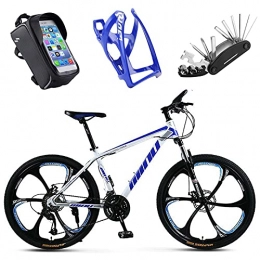 Z&HA Bike Z&HA 26-Inch 21-Speed Mountain Bike, High-Carbon Steel Mountain Bike, with Bicycle Accessories, Dual Disc Brakes, Suitable for Adults And Cycling Enthusiasts, white blue, 6 spokes