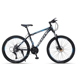 zcyg Bike zcyg 26 Inch Mountain Bike 21-Speed Bicycle, High Carbon Steel Frame, Suspension Fork, Double Disc Brake(Color:Black+Blue)