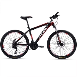 zcyg Mountain Bike zcyg Adult Mountain Bike, 21 Speeds Drivetrain, Steel Frame 24 / 26 Inch Wheels, With Dual Disc-Brake For Men Women Men's MTB Bicycle, Multiple Colors(Size:24inch, Color:Black+Red)