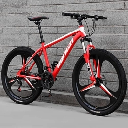 ZEYHOME Mountain Bike ZEYHOME Youth / Adult Mountain Bike, High Carbon Steel Frame 21-30 Speeds Suspension Dual Disc Brake Mountain Bike, Sports Non-slip Bicycle Cycling for Outdoor(24" 21 Speed, Red)