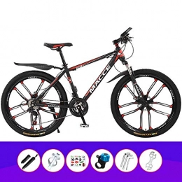 ZHIPENG Bike ZHIPENG Mountain Bike, 21 Speed Drivetrain Mountain Bicycles Lightweight High Carbon Steel Adult MTB with Adjustable Seat for Men Women, Red