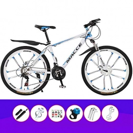 ZHIPENG Mountain Bike ZHIPENG Mountain Bike, 21 Speed Drivetrain Mountain Bicycles Lightweight High Carbon Steel Adult MTB with Adjustable Seat for Men Women, White