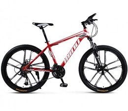 ZJMWQ Bike ZJMWQ Mountain Bike 2426-Inch 30-Speed Men'S Mountain Bicycle High-Carbon Steel Hard-Tail With Front Suspension Adjustable Seat, Disc Brake For Boys And Girls 120kg Load, Red-24