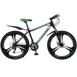ZKHD Bike ZKHD 26 Inch 27 Speed 3 Spokes High Carbon Steel One-Wheel Mountain Double Disc Brake Shock Absorption Variable Speed Cross Country Bike, black green, 26 inches