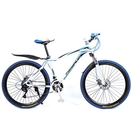 ZKHD Bike ZKHD 26-Inch Aluminum Alloy 27-Speed Spoke Wheel Mountain Dual-Disc Brake, Shock Absorption And Variable Speed Off-Road Bike, white blue, 26 inches