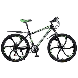 ZKHD Mountain Bike ZKHD 26 Inch High Carbon Steel 3 Spokes One Wheel Mountain Double Disc Brake Shock Absorption Variable Speed Cross Country Bike, black green, 26 inches