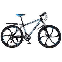 ZKHD Mountain Bike ZKHD 26 Inch High Carbon Steel 6 Spokes One Wheel Mountain Double Disc Brake Shock Absorption Variable Speed Cross Country Bike, black blue, 26 inches