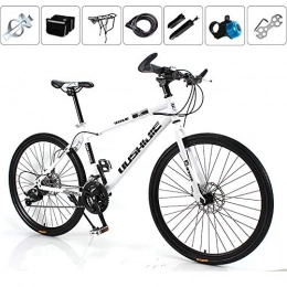 ZLMI Bike ZLMI Adult Mountain Bike, 26 Inch 30-Speed Bicycle Full Suspension MTB Gears Dual Disc Brakes Mountain Bicycle, High-Carbon Steel Outdoors Hardtail Mountain Bike, White