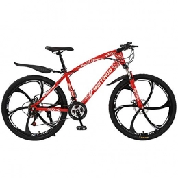 ZLMI Bike ZLMI Adult Mountain Bike, 26 Inch Wheels, 27-Speed Variable Speed Bike Carbon Steel Bicycle, Adjustable Seat, Full Suspension MTB Gears Dual Disc Brakes Student Mountain Bicycle Outdoors, Red
