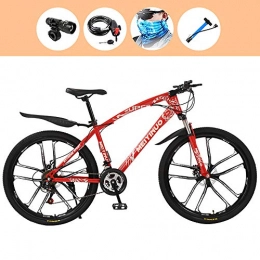 ZLMI Bike ZLMI Adult Mountain Bike, 26-Inch Wheels, 27-Speed Variable Speed, Full Suspension Cycling Road Bikes Exercise, Gears Dual Disc Brakes Student Unisex Mountain Bicycle, Red