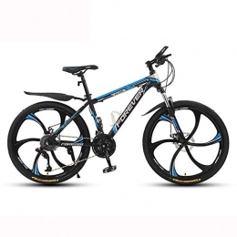 ZMCOV Mountain Bike ZMCOV Mountain Bikes, High-Carbon Steel Hardtail Mtb, Mountain Bicycle with Front Suspension Adjustable Seat, Blue Black 6 Spoke, 27 speed, 24Inch