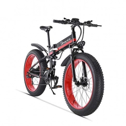 Sheng mi lo Road Bike 1000W Fat Electric Bike 48V Mens Mountain E bike 21 Speeds 26 inch Fat Tire Road Bicycle Snow Bike Pedals with Hydraulic Disc Brakes and Full Suspension Fork (Removable Lithium Battery)