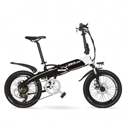 LANG TU  20'' Folding Pedal Assist Electric Bike Built-In 48V 10Ah / 14.5Ah Lithium-ion Battery, 240W / 500W Strong Powerful Motor, Aluminum Alloy Rim & Frame, Front Wheel Quick Release(White-Black, 240W 14.5Ah)
