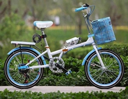 GHGJU Road Bike 20-inch Folding Bicycle Children's Adult Male And Female Students Car Ladies Bicycle Gift Car, Blue-20in