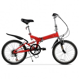 LI SHI XIANG SHOP Bike 20-inch folding bike variable speed bicycle shock absorber adult cycling ( Color : Red )