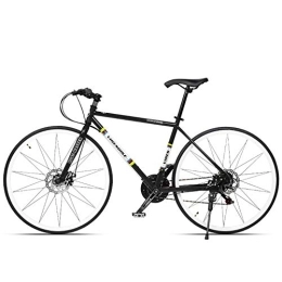 WJSW Bike 21 Speed Road Bicycle, High-carbon Steel Frame Men's Road Bike, 700C Wheels City Commuter Bicycle with Dual Disc Brake, Black, Straight Handle